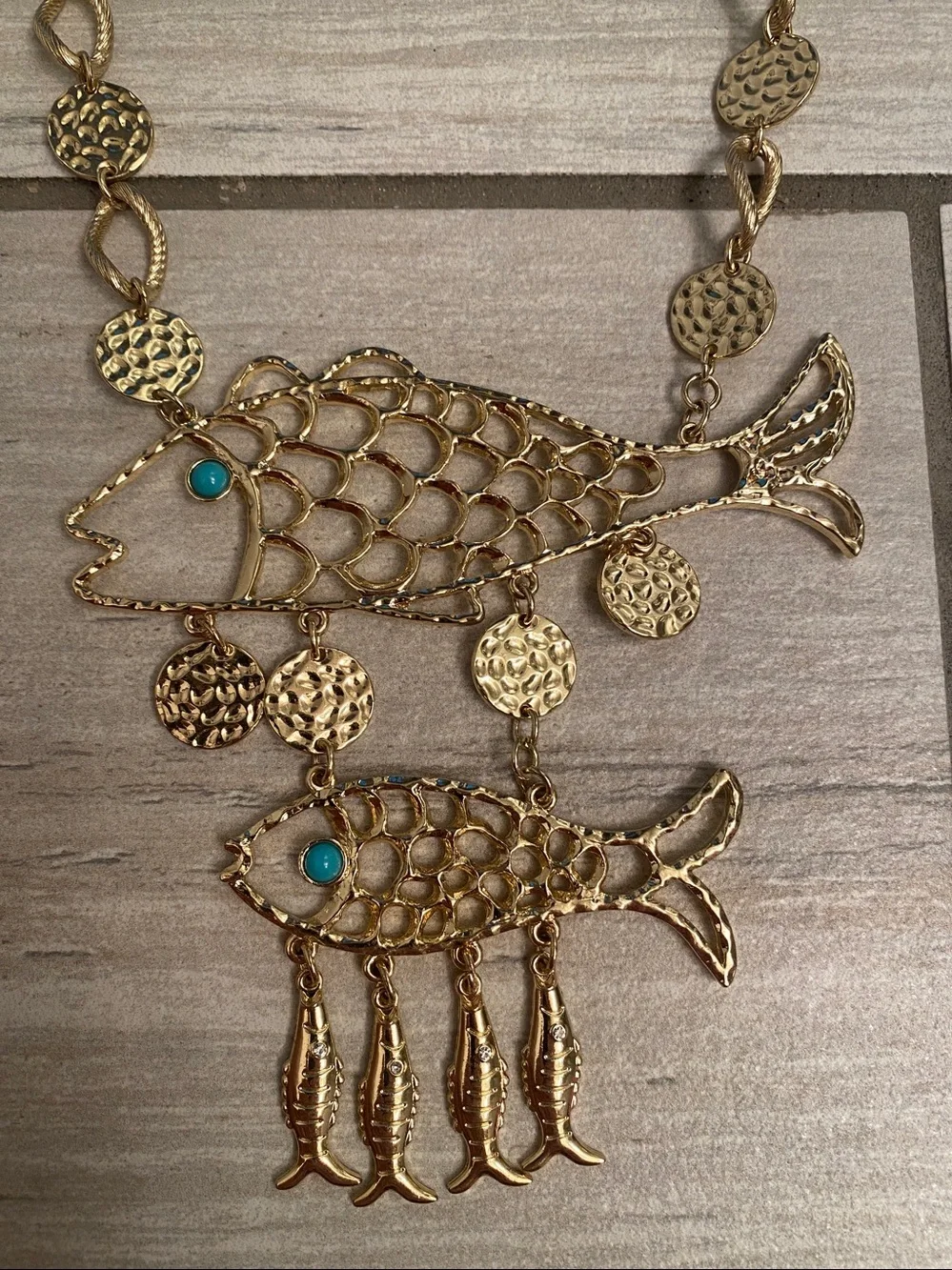 Lilly Pulitzer iconic gold statement fish necklace